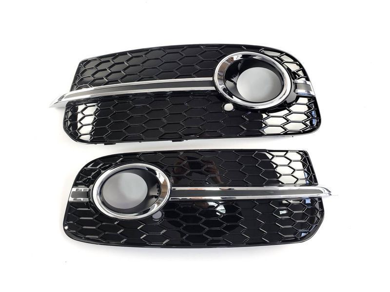 Решетки в бампер Chrome Black (стиль SQ5 под туманки) на Audi Q5 2012-2016 430044 фото Решетки в бампер Chrome Black (стиль SQ5 под туманки) на Audi Q5 2012-2016 430044 фото