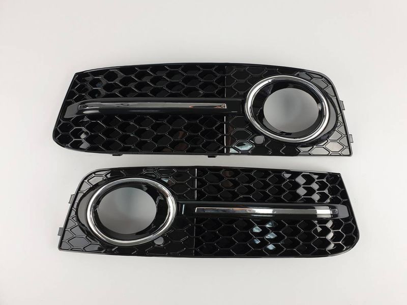 Решітки переднього бампера на Audi A4 B8 2007-2011 стиль RS Black Silver 240808 фото