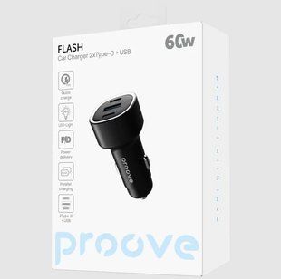 АЗП Proove Flash QC3.0 + 2USB-C PD 60W (чорний) 523315 фото