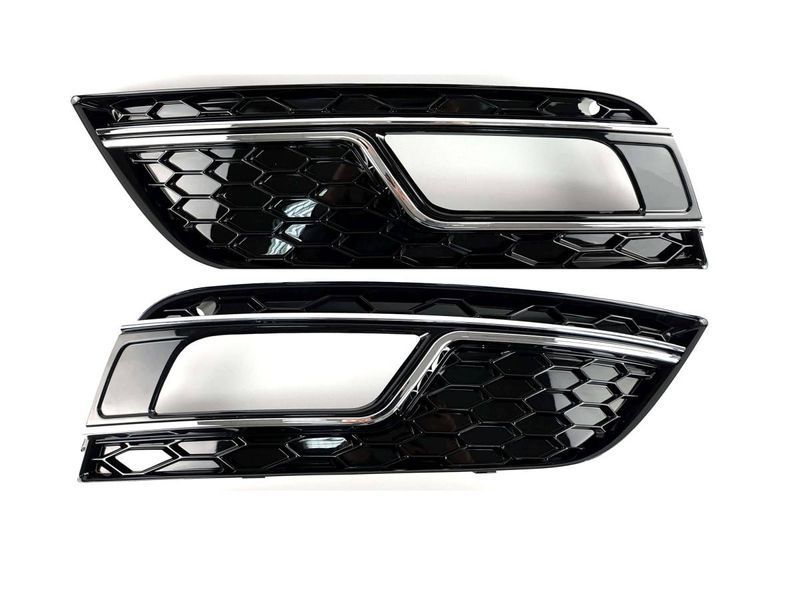 Решетки переднего бампера на Audi A4 B8 2011-2015 в стиле RS4 Chrome Black 429142 фото