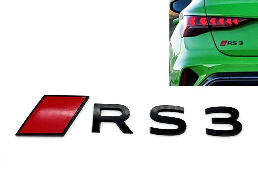 Автологотип емблема напис Audi RS3 Tuning Exclusive Black Edition на кришку багажника з ромбом 430937 фото