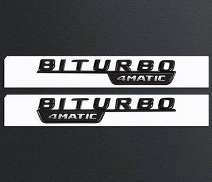 Автологотип емблема напис Mercedes Biturbo 4matic black x2 штуки комплект на крила 407927 фото