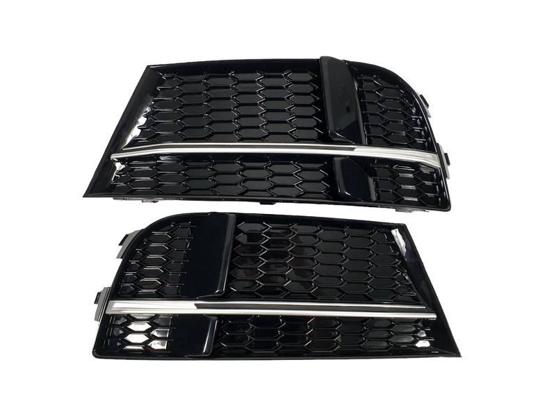 Решетки в бампер Gloss Black/Silver (в стиле S3) S-Line на Audi A3 2016-2020 429151 фото Решетки в бампер Gloss Black/Silver (в стиле S3) S-Line на Audi A3 2016-2020 429151 фото