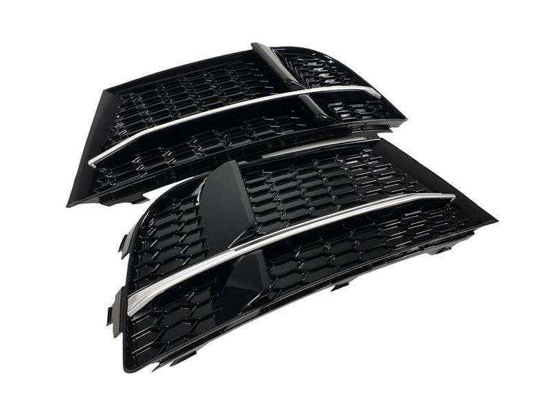 Решетки в бампер Gloss Black/Silver (в стиле S3) S-Line на Audi A3 2016-2020 429151 фото Решетки в бампер Gloss Black/Silver (в стиле S3) S-Line на Audi A3 2016-2020 429151 фото