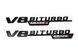 Автологотип емблема напис Mercedes V8 Biturbo 4matic+ black 2штуки чорний глянець 407928 фото 1