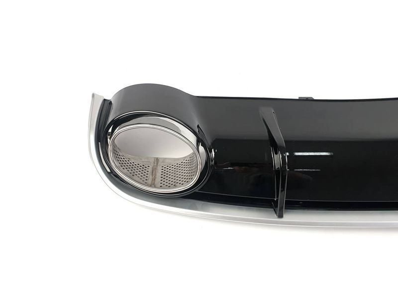 Диффузор (заднего бампера) Black Silver/Chrome Pipe (в стиле RS4) на Audi A4 B8 2007-2011 427787 фото