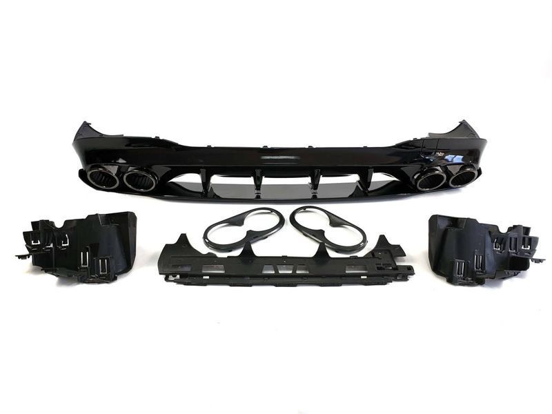 Диффузор (заднего бампера) Full Black (стиль CLA45 AMG) на Mercedes CLA-class C118 2019-2022 427854 фото