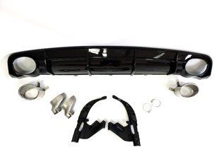 Диффузор (заднего бампера) Full Black/Chrome Pipe (в стиле RS6) на Audi A6 C7 2014-2018 429698 фото
