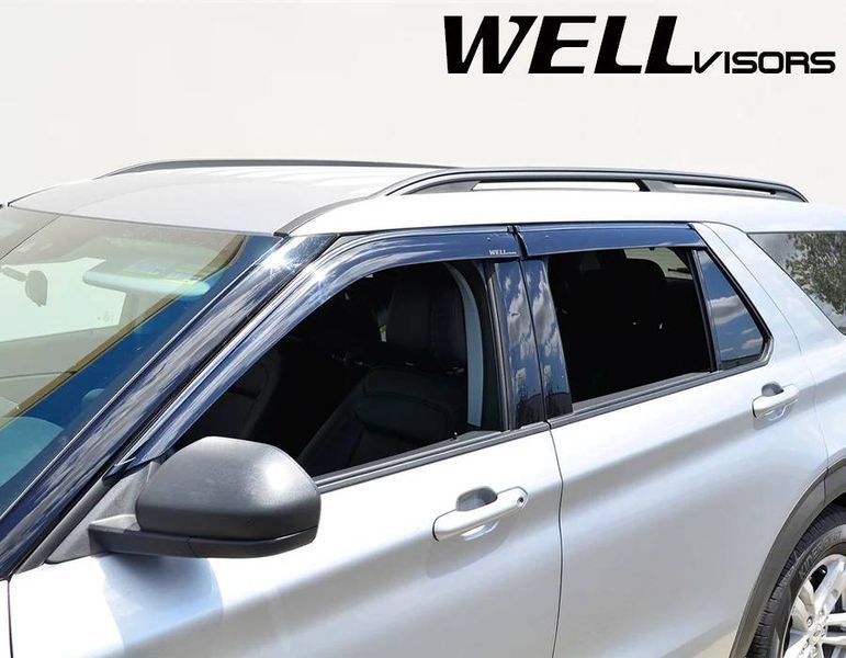 Дефлекторы окон на Ford Explorer 2020- с черным молдингом WELLvisors 356214 фото