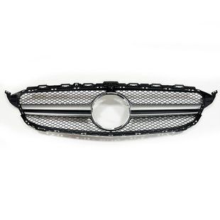 Решітка радіатора на Mercedes C-class W205 2014-2018 AMG Silver під камеру 427434 фото