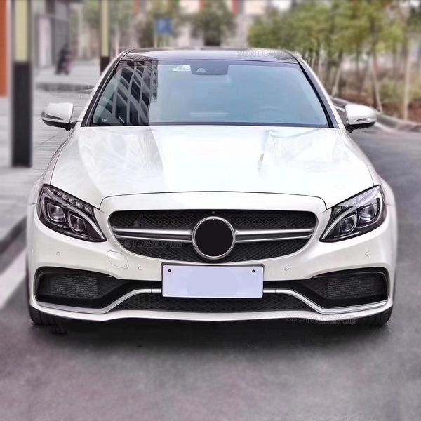 Решітка радіатора на Mercedes C-class W205 2014-2018 AMG Silver під камеру 427434 фото