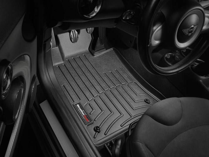 3D килимки для Mini Cooper R56, R57, Clubman R55, Coupe R58 2007-2015 чорні передні WeatherTech 441361 46664 фото