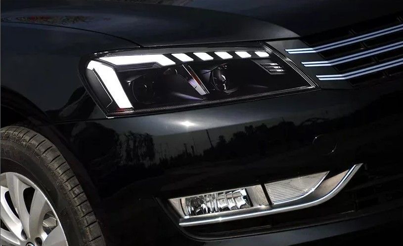 Передние фары на Volkswagen Passat B7 USA 2011-2015 FULL LED стиль A4 вместо штатных галогеновых фар 430495 фото