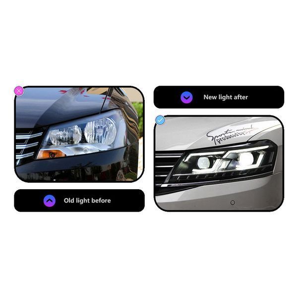 Передні фари на Volkswagen Passat B7 USA 2011-2015 FULL LED замість штатних галогенових фар 430496 фото