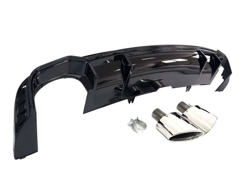 Диффузор (заднего бампера) Full Black / Chrome Pipe (в стиле RS5) S-Line на Audi A5 2016-2020 427795 фото