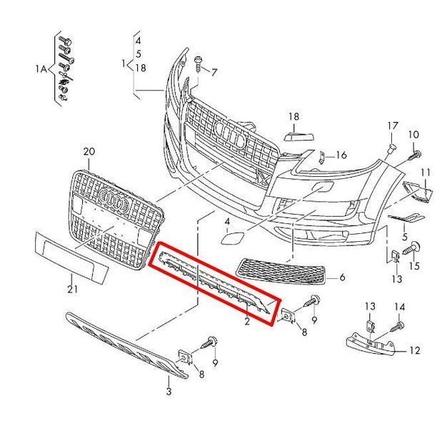 Решітка переднього бампера на Audi Q7 2010-2015 S-Line нижня оригінал 4L0807683E01C 425514 фото