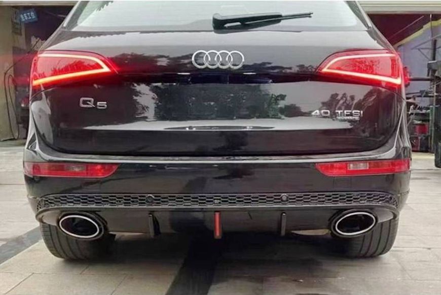 Диффузор (заднего бампера) Full Black/Chrome Pipe (в стиле RSQ5 + лед стоп) на Audi Q5 2012-2016 430275 фото