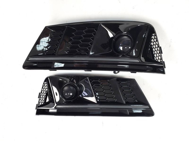 Решетки в бампер Full Black ( в стиле S4 под радары ) на Audi A4 B9 2015-2019 429154 фото