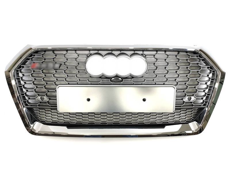 Решетка радиатора на Audi Q5 2016-2020 в стиле RSQ5 Silver Chrome 427351 фото