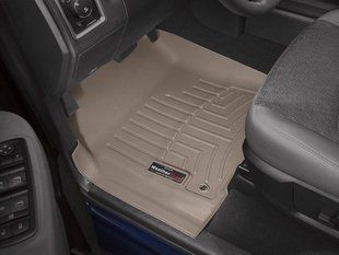 3D килимки для Dodge Ram 2013-2018 Regular, Quad Cab бежеві передні WeatherTech 454651 141268 фото