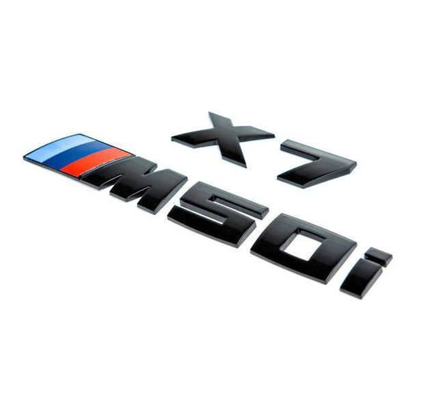 Автологотип шильдик эмблема надпись BMW X7M50i black глянец на крышку багажника 418317 фото