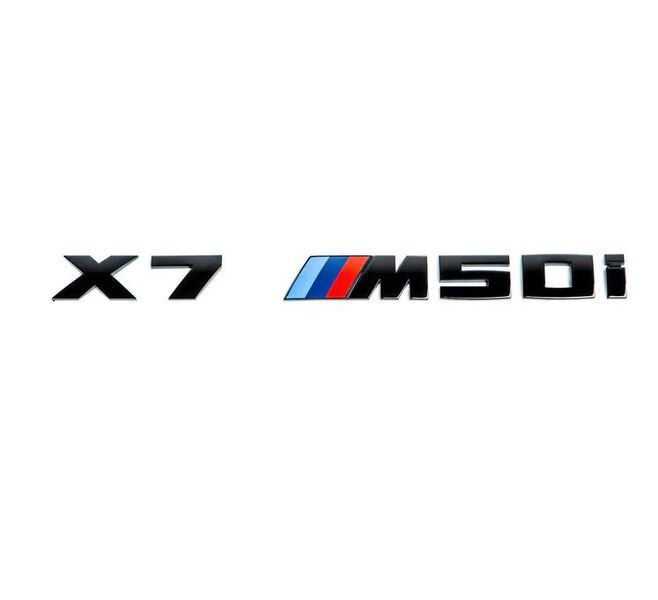 Автологотип шильдик эмблема надпись BMW X7M50i black глянец на крышку багажника 418317 фото