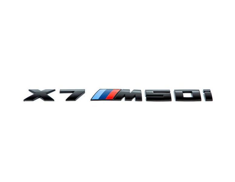 Автологотип шильдик эмблема надпись BMW X7M50i black глянец на крышку багажника 418317 фото