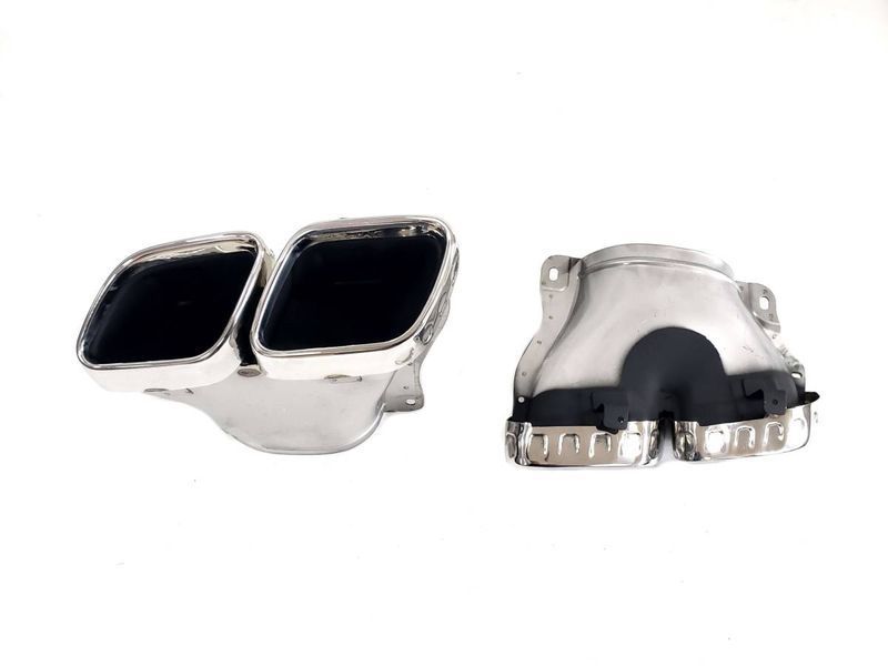 Диффузор (заднего бампера) Silver Black / Chrome Pipe (стиль GLS63 AMG) на Mercedes GLS-class X167 2019- 428477 фото
