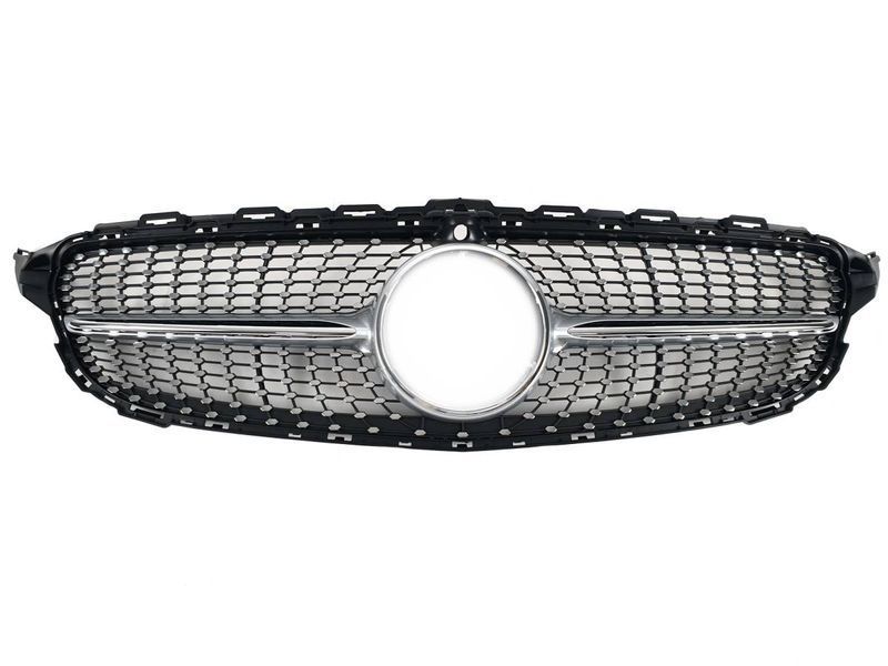 Решітка радіатора на Mercedes C-class W205 2014-2018 Diamond Silver під камеру 427441 фото Решітка радіатора на Mercedes C-class W205 2014-2018 Diamond Silver під камеру 427441 фото