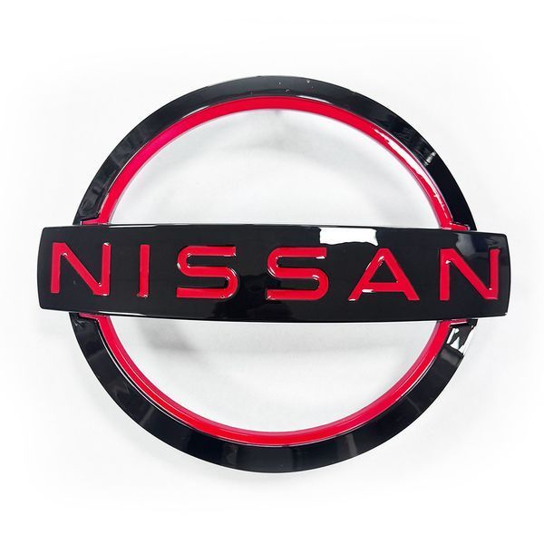 Автологотип шильдик эмблема надпись Nissan 176x150мм Red черный глянец 523912 фото