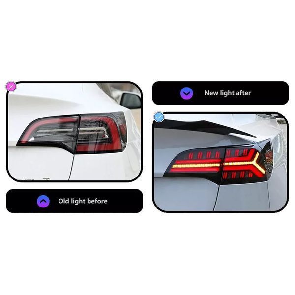 Задние фонари на Tesla Model 3 2017-2022 LED Smoke Type стиль WH 430443 фото