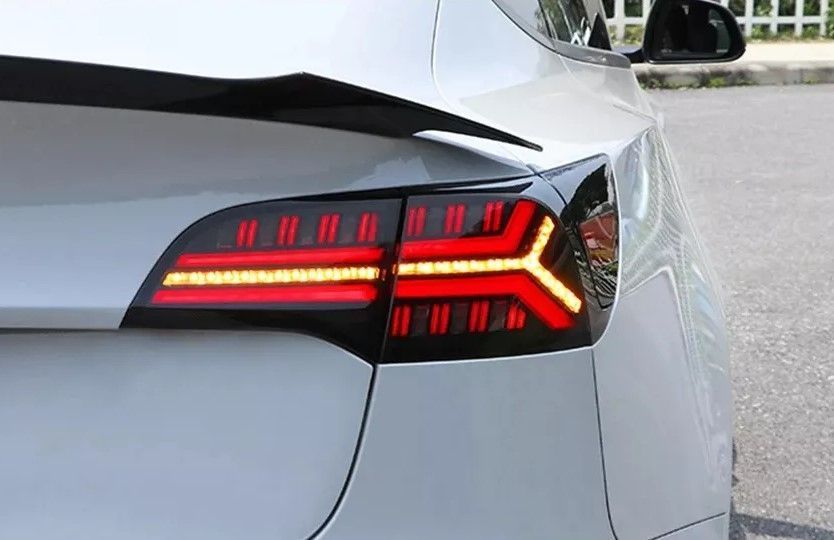 Задние фонари на Tesla Model 3 2017-2022 LED Smoke Type стиль WH 430443 фото