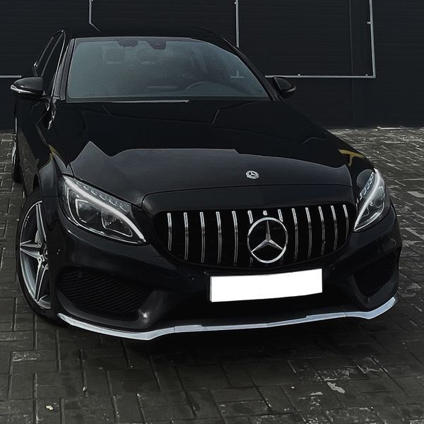 Решітка радіатора на Mercedes C-class W205 2014-2018 GT Chrome Black під камеру 427446 фото