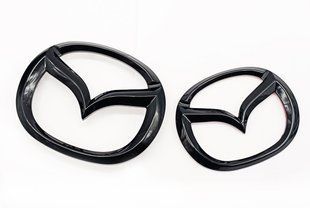 Автологотип емблеми Mazda 3 14-16 седан в решітку + на кришку багажника чорний глянець 521577 фото