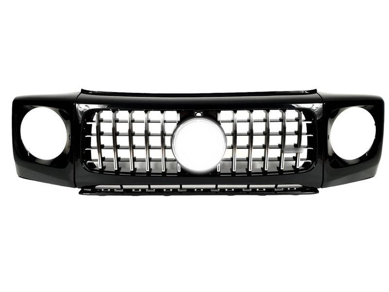 Решетка радиатора на Mercedes G-class W463 2018-2022 GT Chrome Black 427490 фото