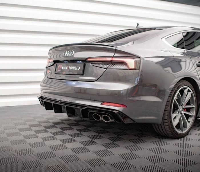 Дифузор заднього бампера на Audi A5 S5 Coupe Sportback 2016-2019 Maxton Design чорний глянець 430324 фото