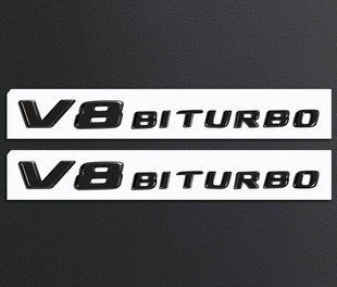 Автологотип емблема напис Mercedes V8 Biturbo black комплект 2шт 407926 фото
