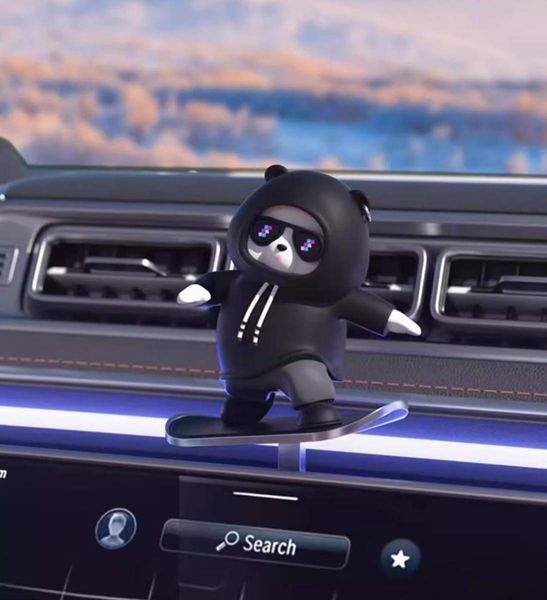 Іграшка ковзаюча панда Skateboard Bear Car на панель авто чорний 425505 фото