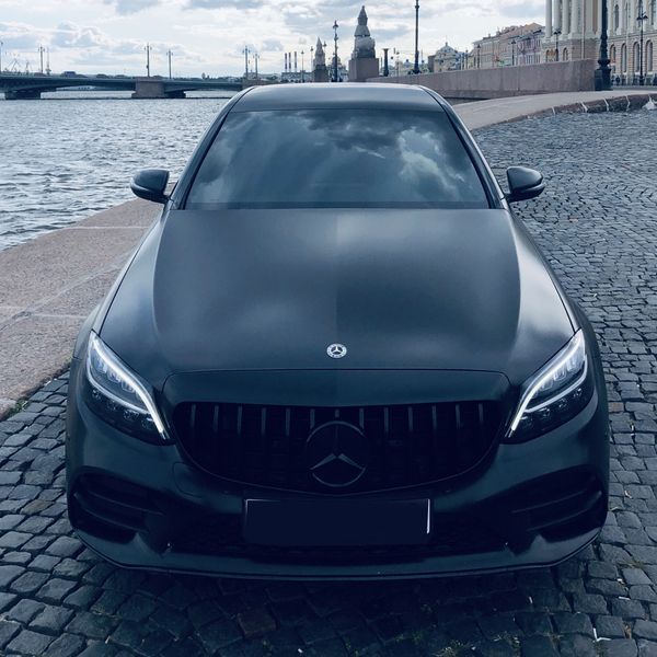 Решітка радіатора на Mercedes C-class W205 2018-2021 GT Black під камеру 427453 фото
