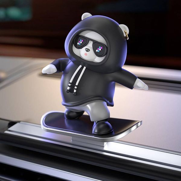 Іграшка ковзаюча панда Skateboard Bear Car на панель авто чорний 425505 фото