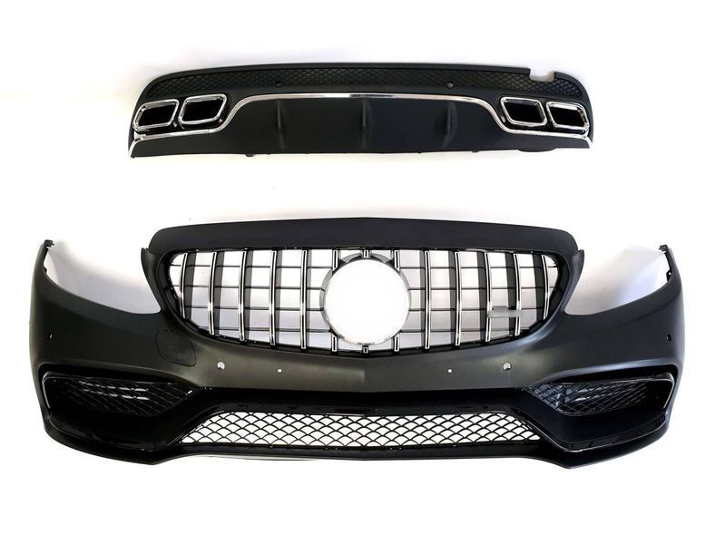Комплект обвісу передній і задній бампер на Mercedes C-class W205 2014-2018 стиль AMG C63 428567 фото
