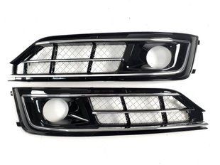 Решетки в бампер Chrome Black (стиль W12 под дистроник) на Audi A8 D4 2014-2017 429181 фото