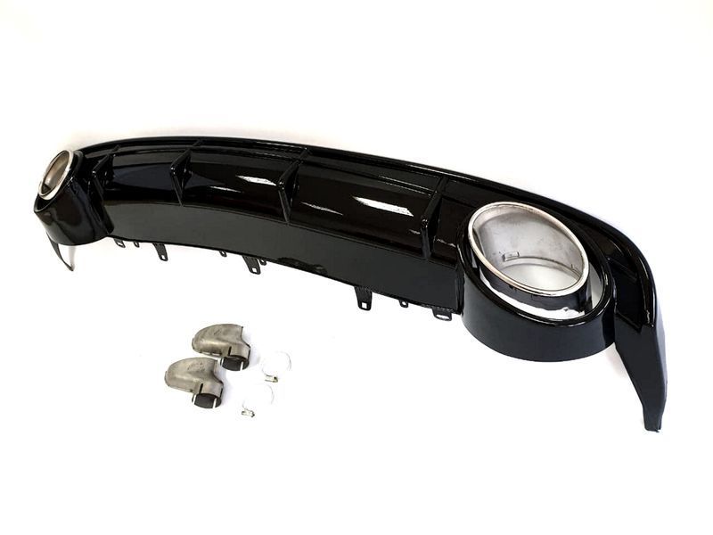 Диффузор (заднего бампера) Full Black/Chrome Pipe (в стиле RS6) на Audi A6 C7 2014-2018 427798 фото