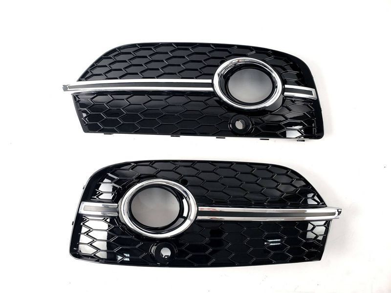 Решетки в бампер Black/Chrome (стиль RSQ3 под туманки и парктоники) на Audi Q3 2011-2014 429168 фото