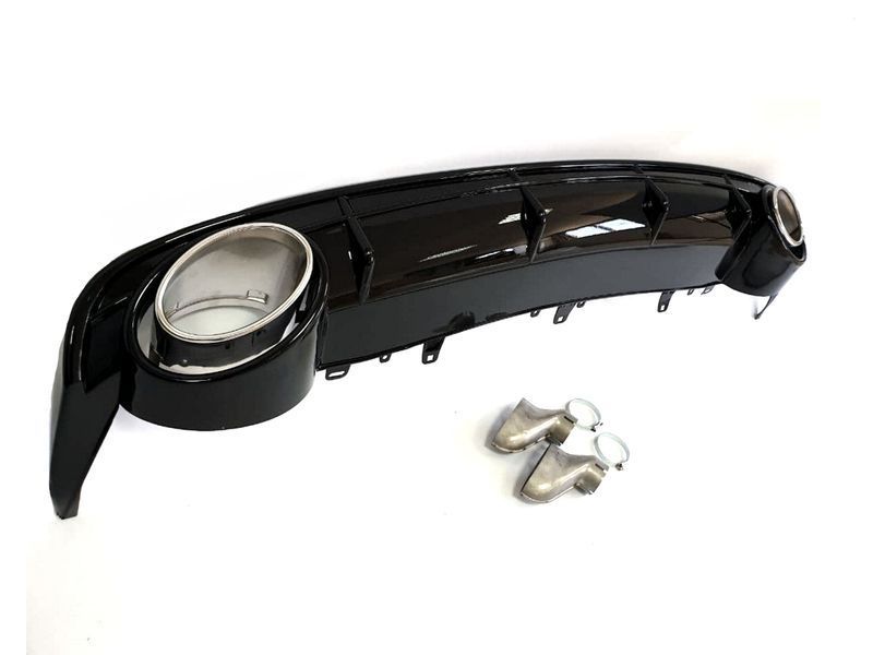 Диффузор (заднего бампера) Full Black/Chrome Pipe (в стиле RS6) на Audi A6 C7 2014-2018 427798 фото