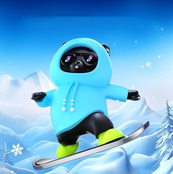 Іграшка ковзаюча панда Skateboard Bear Car на панель авто блакитний 425506 фото