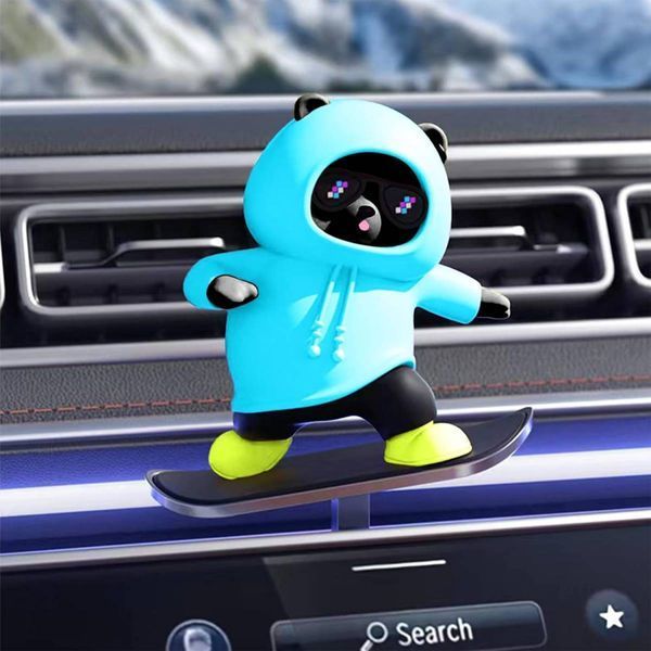 Іграшка ковзаюча панда Skateboard Bear Car на панель авто блакитний 425506 фото
