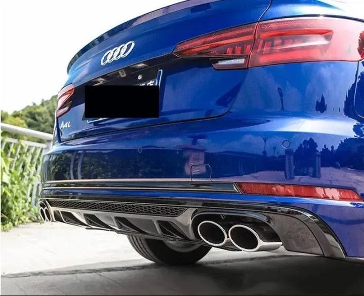 Дифузор заднього бампера на Audi A4 B9 2015-2019 з насадками на S-line бампер 431474 фото