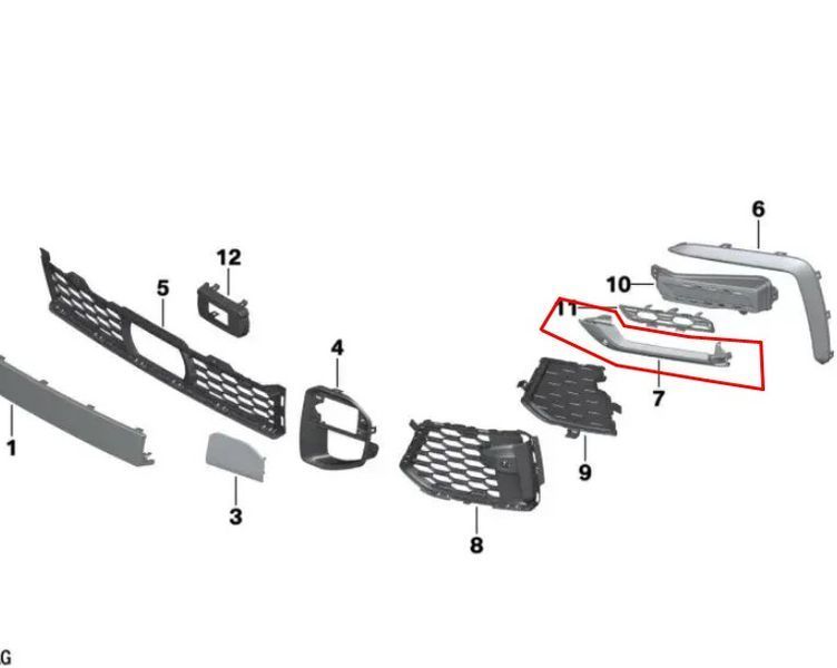Накладка переднего бампера для BMW X6 G06 2019-2021 М-пакет оригинал 51118092239 423652 фото