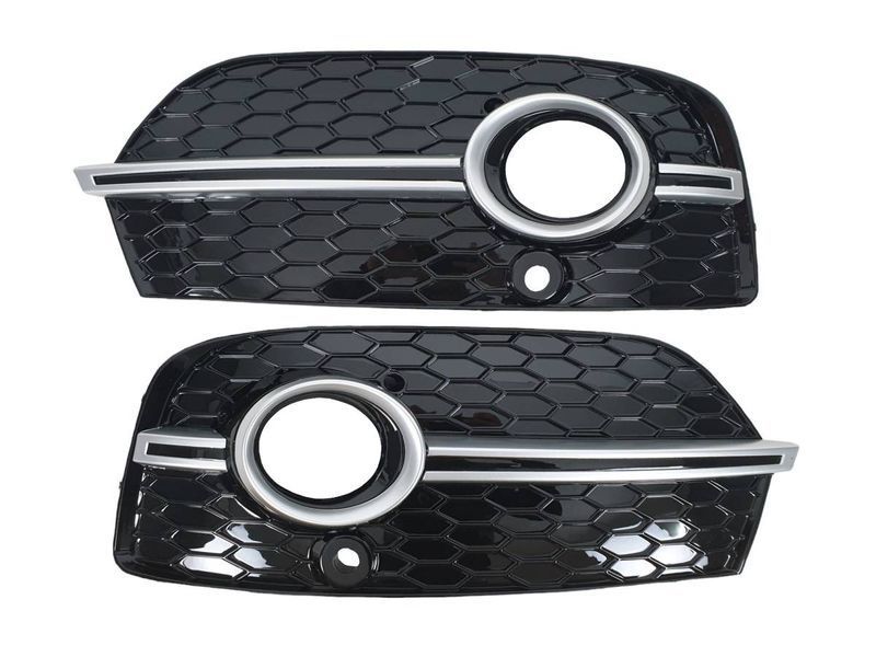 Решетки в бампер Black/Silver (стиль RSQ3 под туманки и парктоники) на Audi Q3 2011-2014 429169 фото
